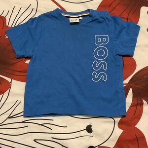 Boss Blue Kids Short-Sleeve Tee with Vertical Logo